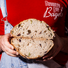 Load image into Gallery viewer, Olive &amp; Rosemary Sourdough Boule - 2 DAYS NOTICE REQ&#39;D
